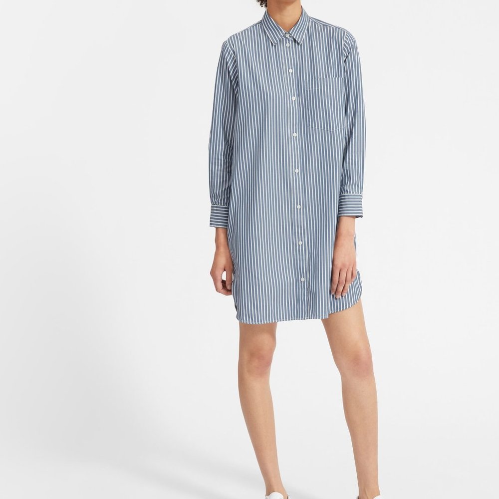 *SOLD* EVERLANE Blue Striped Cotton Pocket Shirt Dress Size 00